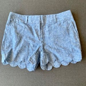 Loft Outlet 4" Chambray Scallop Shorts NWOT